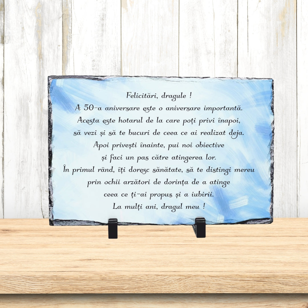 Piatră ardezie personalizată pentru Aniversare 50 de ani