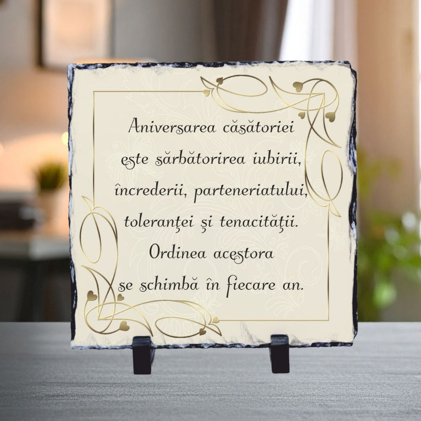 Piatră ardezie personalizată pentru Aniversarea căsătoriei