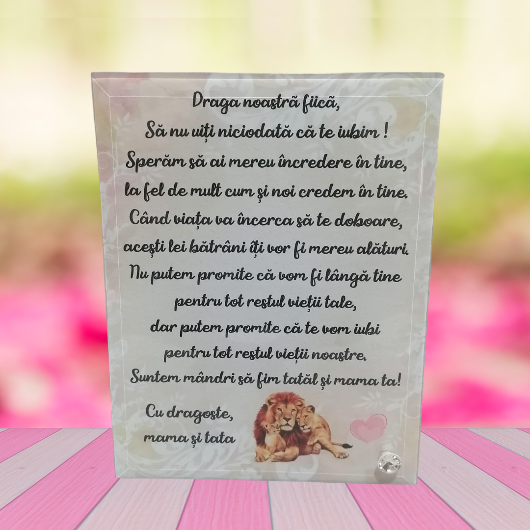 Tablou din sticlă personalizat pentru fiică