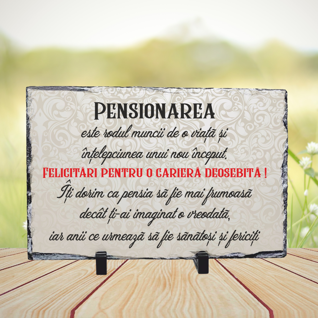 Piatră ardezie personalizată pentru Pensionare