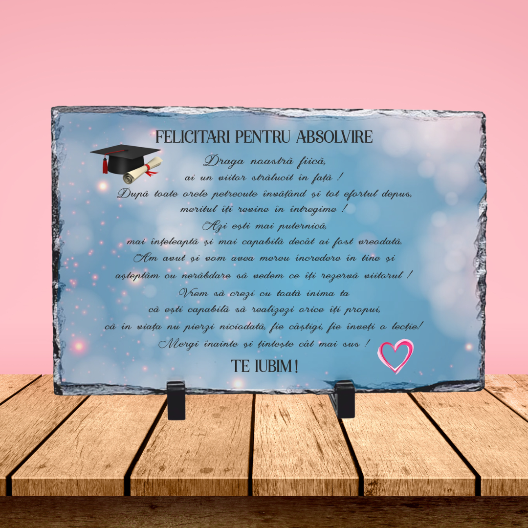 Piatră ardezie personalizată pentru Absolvire, draga noastră fiică