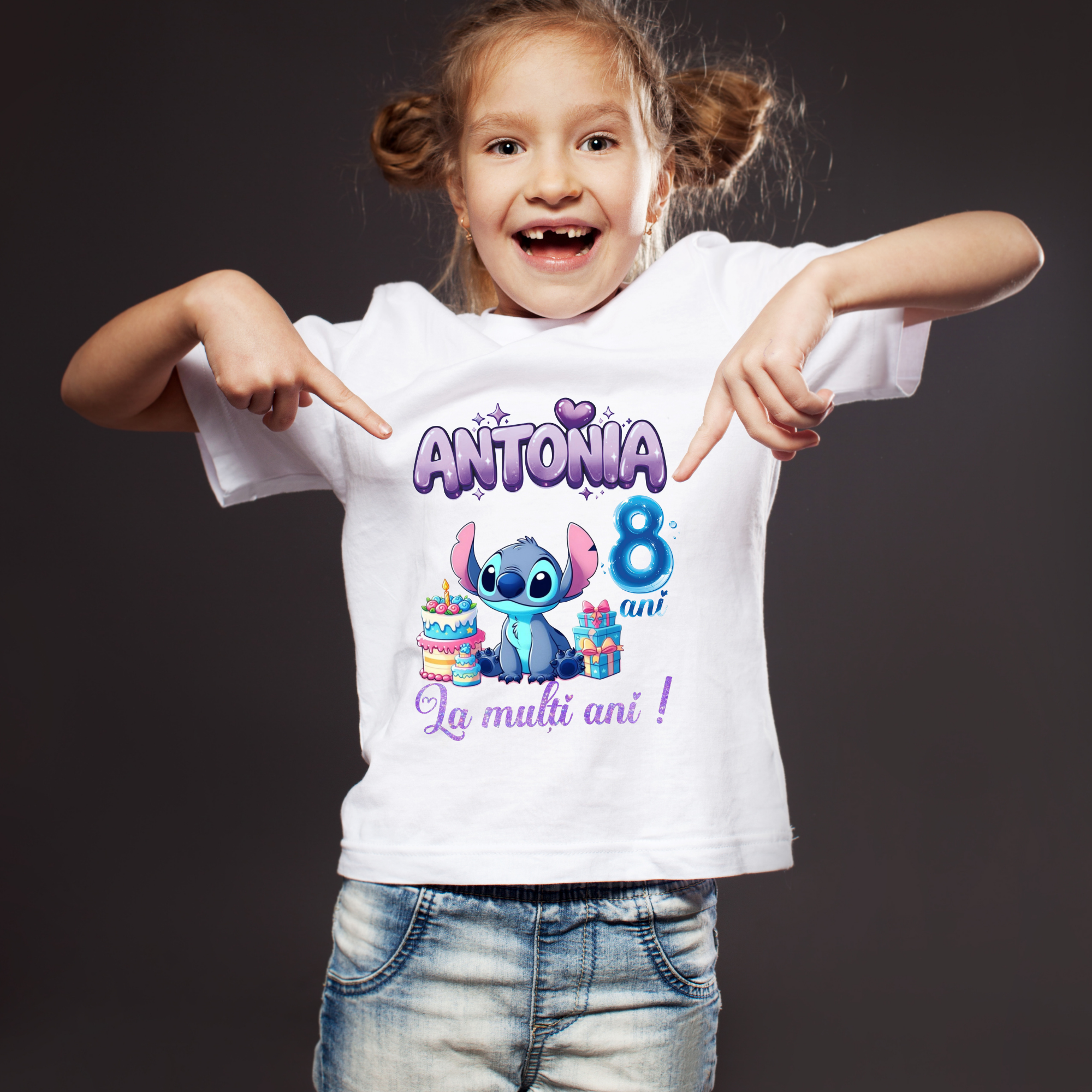 Tricou aniversare 8 ani, cu nume si personaj